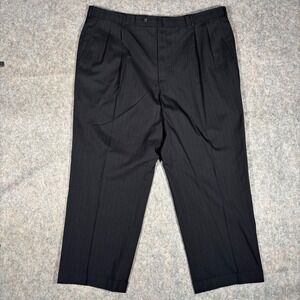 Brooks Brothers Brooksease Wool Dress Pants Black Pinstripe Pleated Mens 40x28